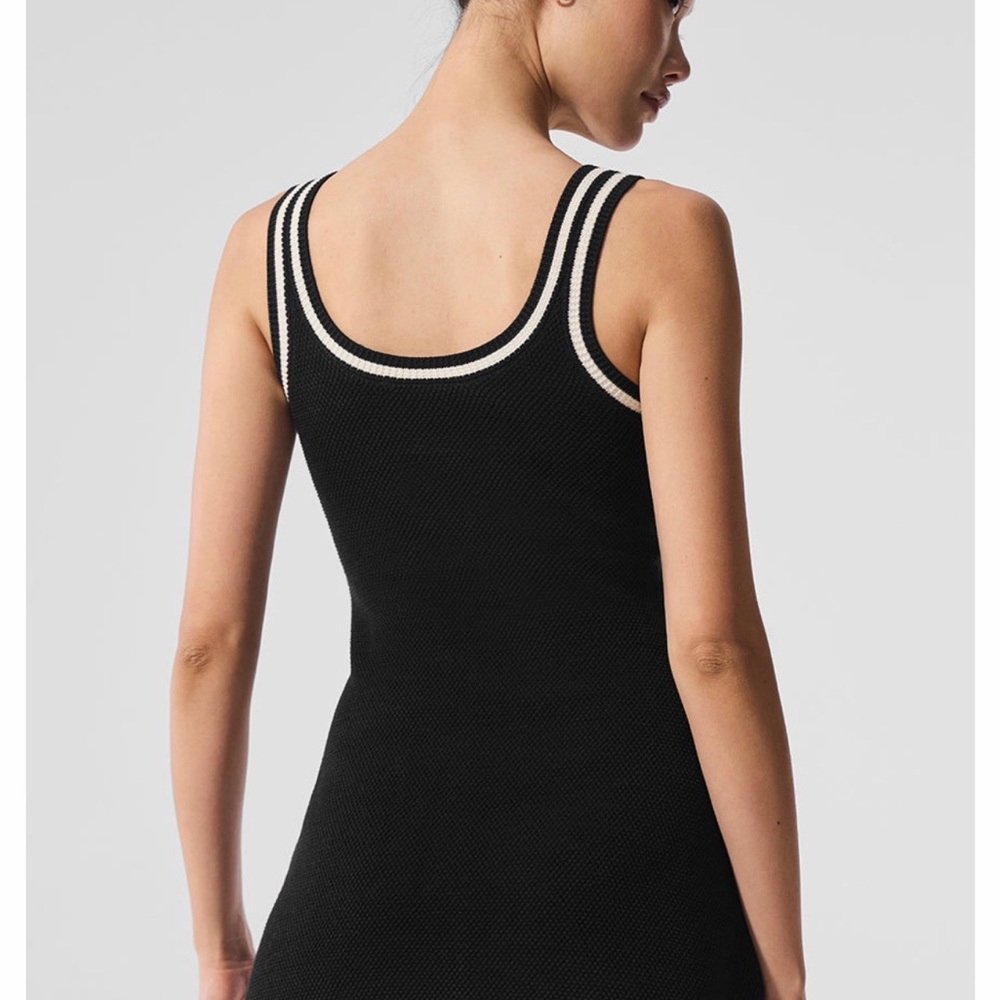ALO Yoga Black Mini Tank Dress with White Trim - Picture 3 of 6